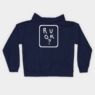 White Line R U OK Quote in Frame Kids Hoodie